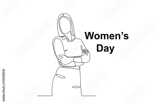A businesswoman posing. Womens day one-line drawing