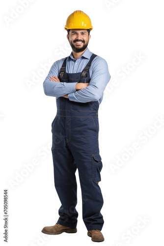 photo of a engineer with safety helmet isolated on transparent background