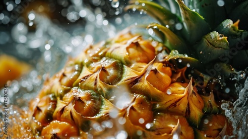 Close Up of Pineapple Submerged in Water