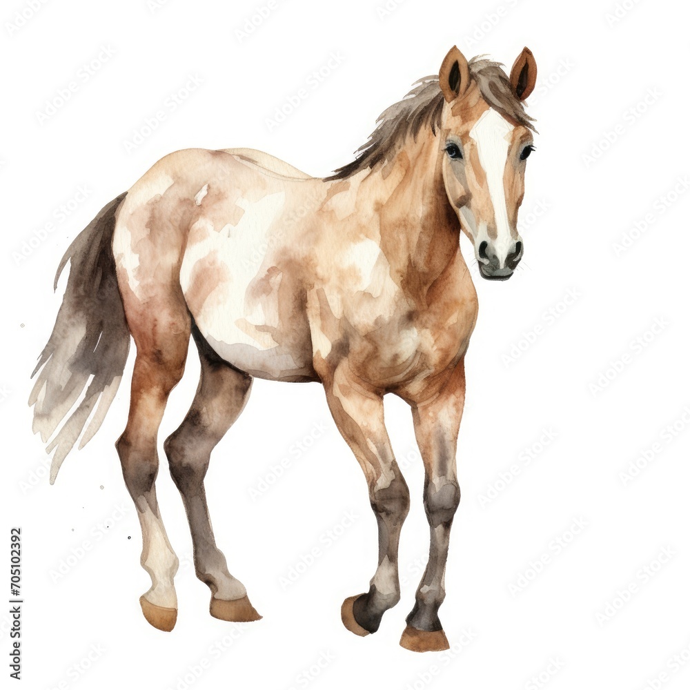 watercolor illustration of a horse.