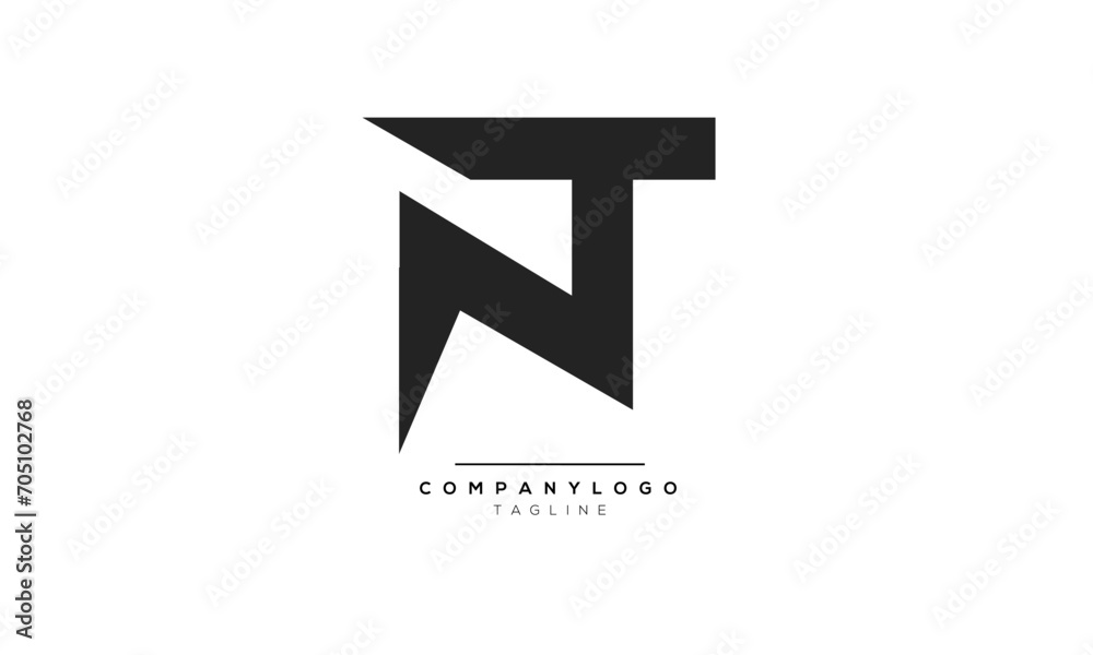 Alphabet letters Initials Monogram logo NT, NT INITIAL, NT letter