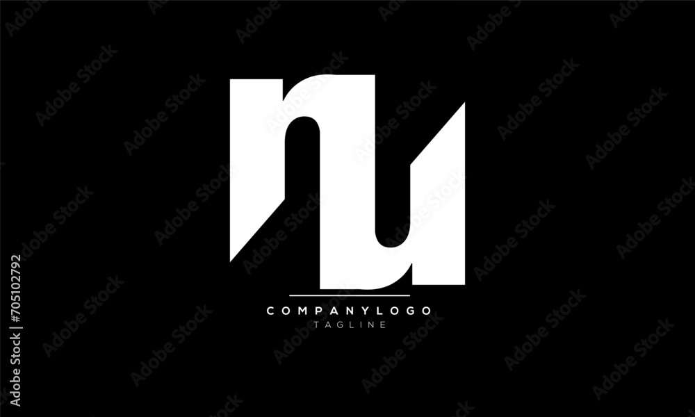 Alphabet letters Initials Monogram logo NU, NU INITIAL, NU letter Alphabet letters Initials Monogram logo NU, NU INITIAL, NU letter