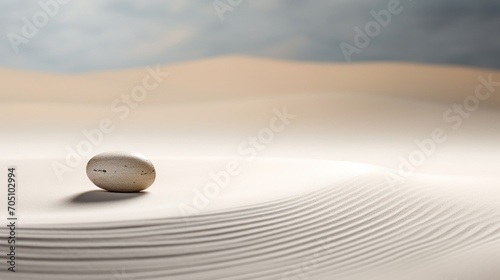 Tranquil zen garden with smooth stones and raked sand patterns