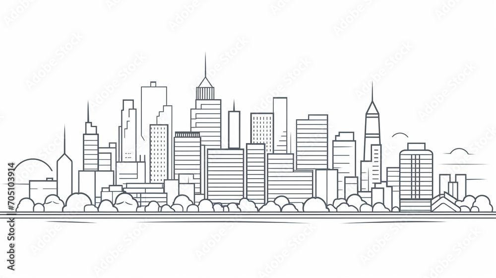 Line sketch style city panorama. Illustration of urban skyline Outline cityscape. Line sketch style city panorama. Illustration of urban skyline Outline cityscape.
