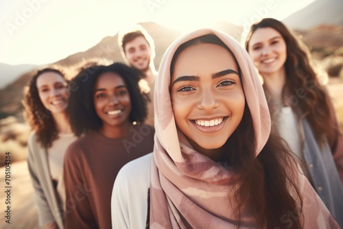 young multiracial group of people having fun outdoors © Jorge Ferreiro