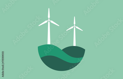 Eco energy logo. wind turbine natural energy icon