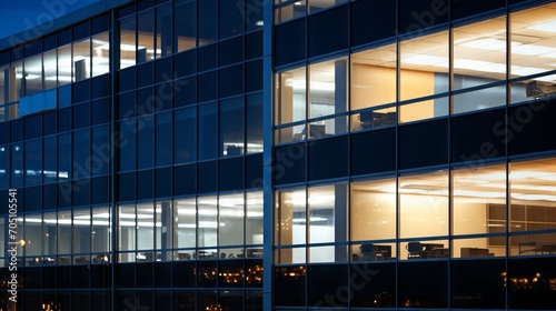 Glaring office building windows and exterior lighting contributing to urban light pollution