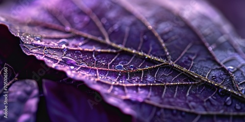 A detailed close-up image of a leaf with water droplets on its surface. This image captures the natural beauty of water droplets on a leaf. Perfect for nature-themed projects and designs
