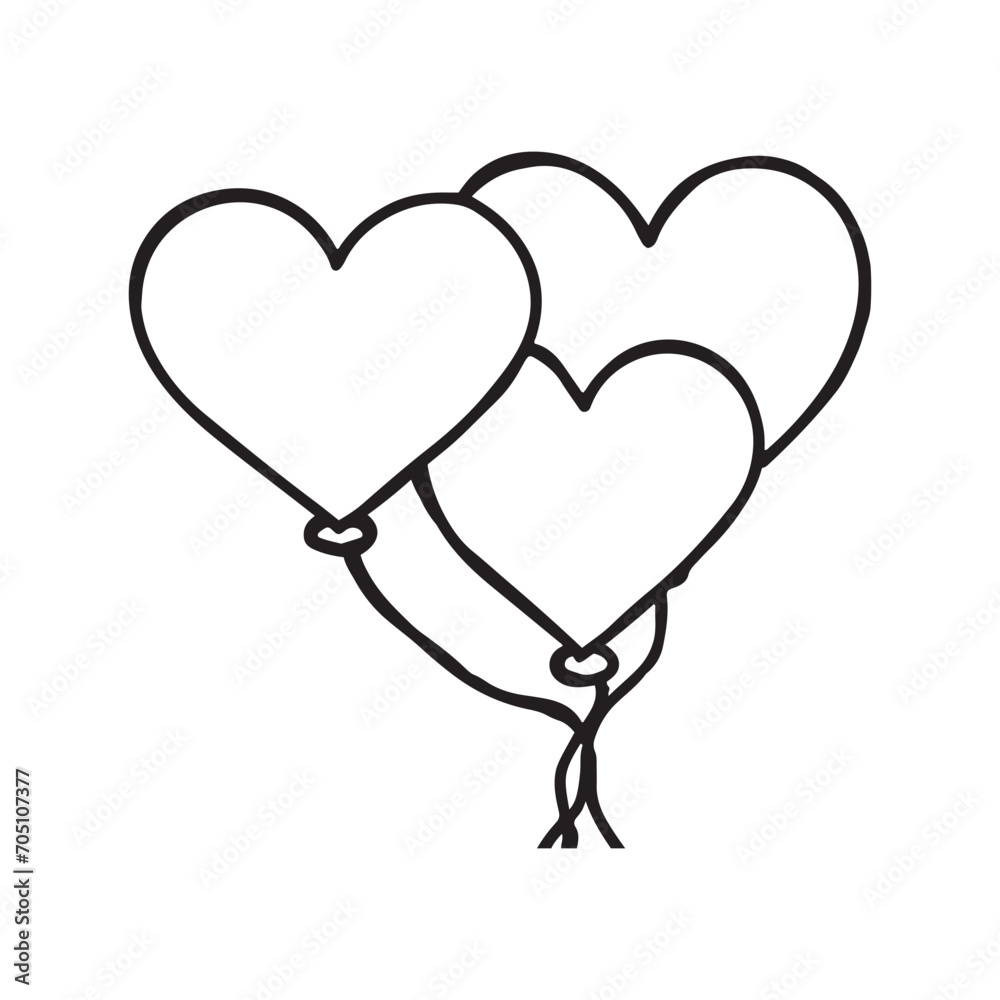 Heart Sketch Set, balloon and Heart Sketch Set, balloon and