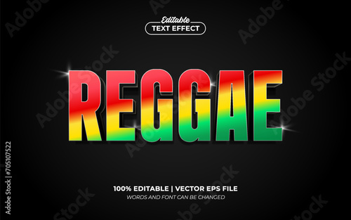 Reggae Gradient 3D Shiny Editable Text Effect Template Style Premium Vector
