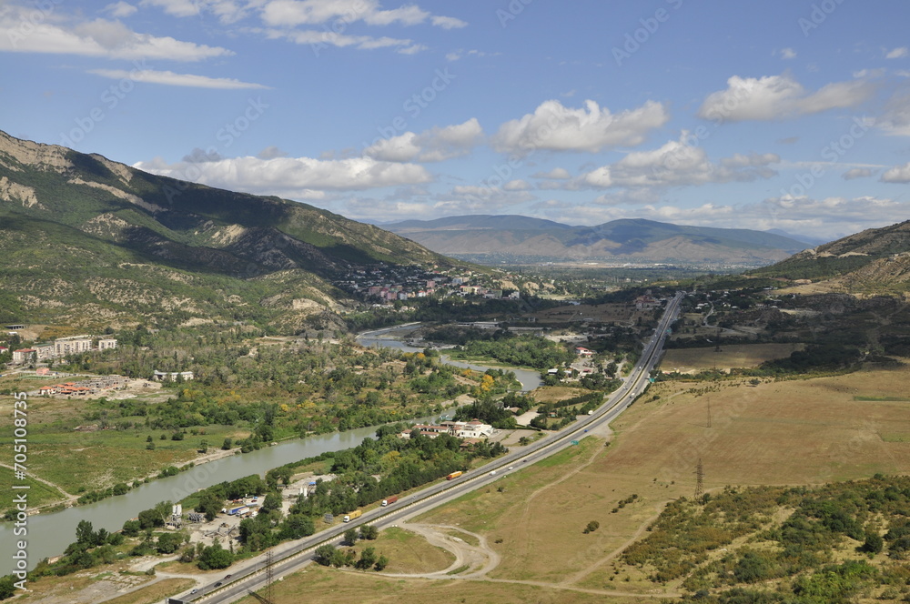 Gruzja, Kaukaz, góry, krajobraz, widok, rzeka