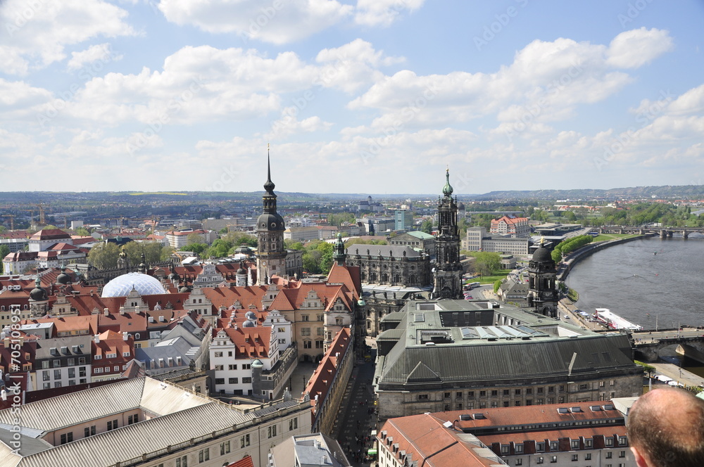 Drezno, Saksonia, Niemcy, stare miasto, katedra, pałac Zwinger, widok, zabytkowe budynki, panorama, architektura