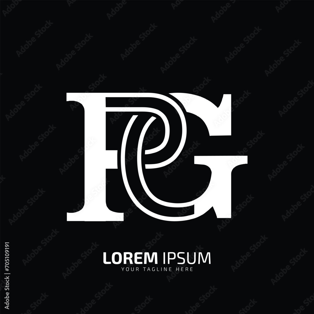 Alphabet letter P G, logo icon vector PG or GP minimal and negative space minimal logo