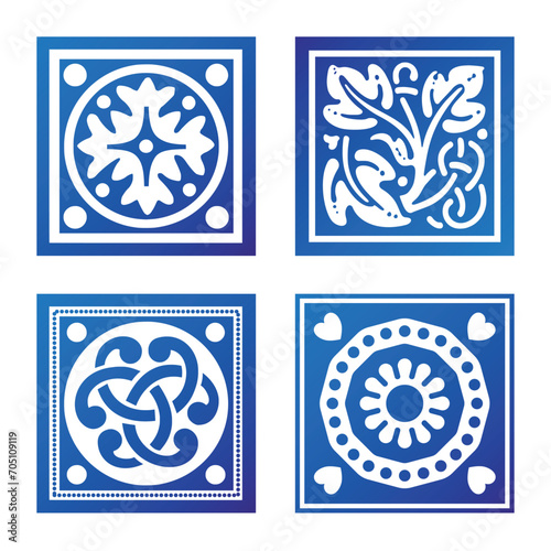 Blue abstract tiles with a pattern inside