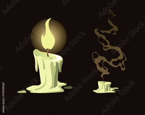 Illustration of a burning candle and an extinguished candle