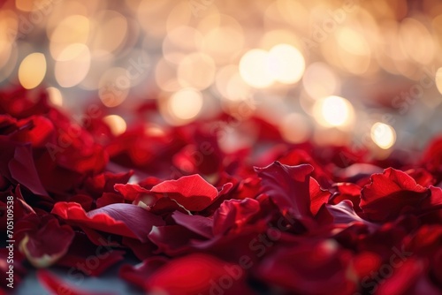 rose petals swirling down on a magical soft light background