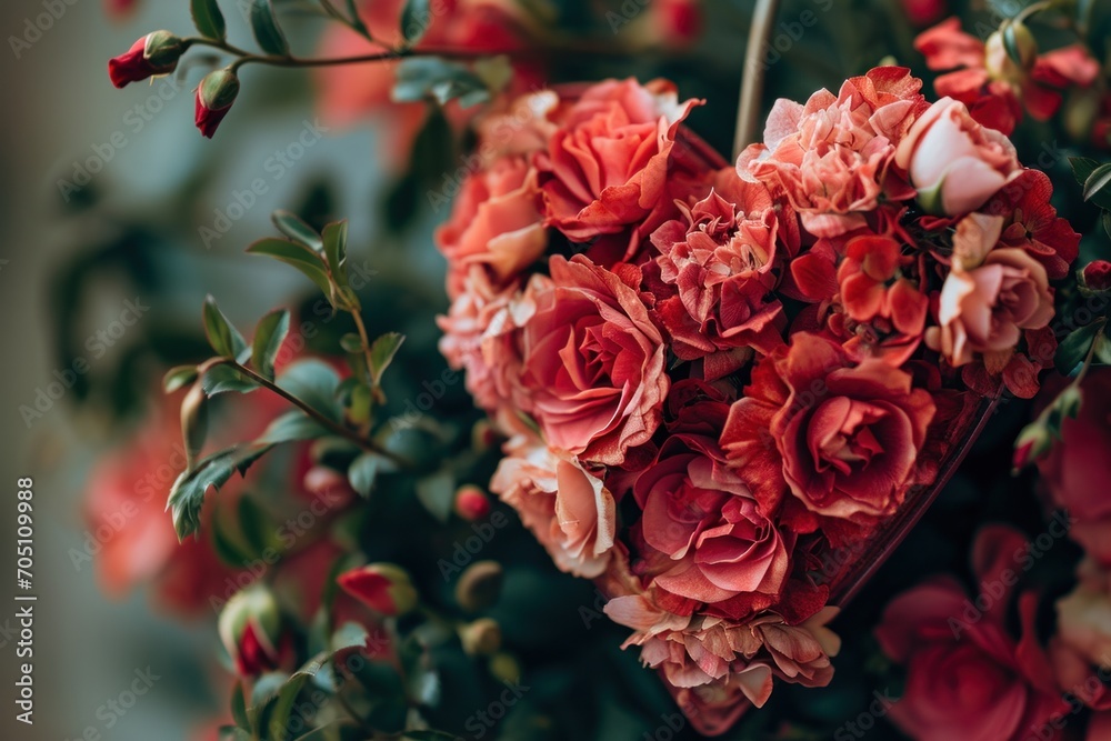 Valentines heart with flowers background Valentines heart with flowers background