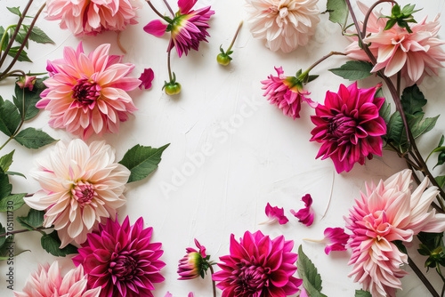 Wallpaper Mural Ample White Space With A Frame Of Dahlias Torontodigital.ca