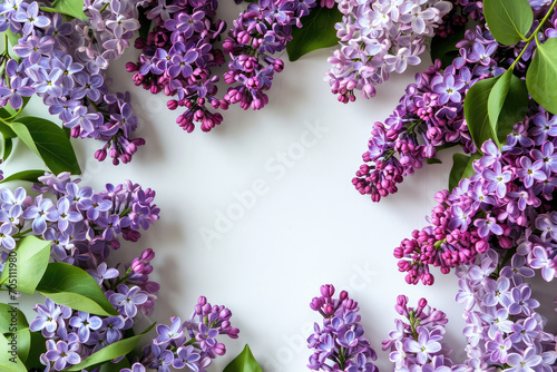 Ample Space Inside A Lilac Frame On White Background photo
