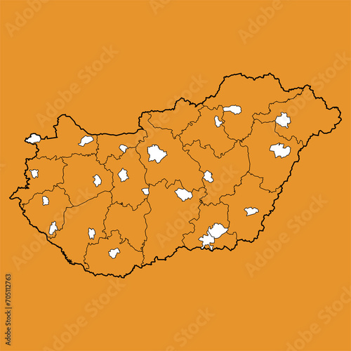 Map of Hungary with countries