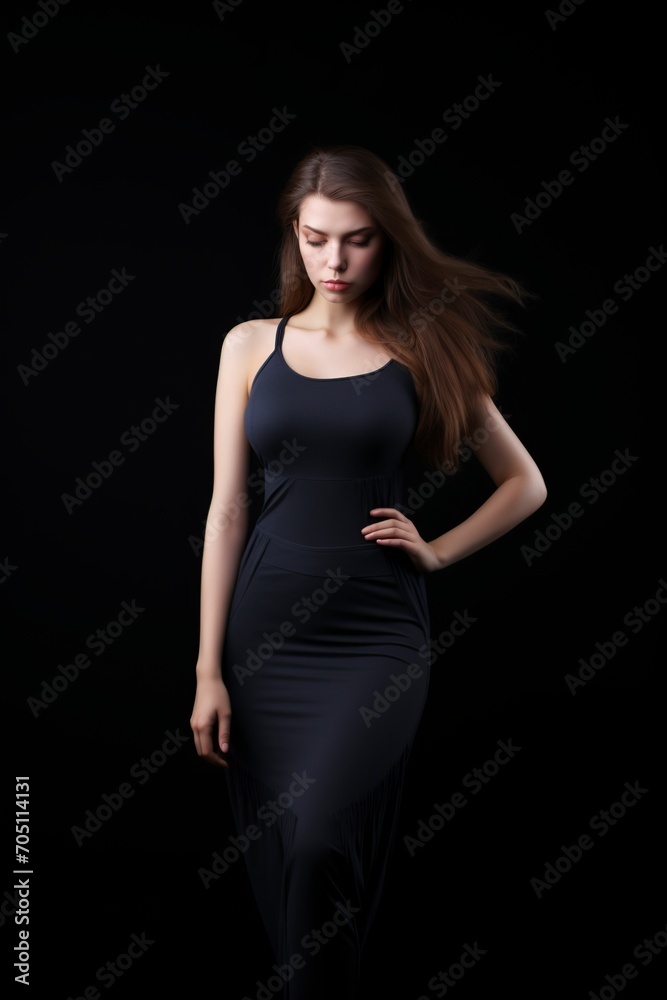 slim model woman posing in front of the camera slim model woman posing in front of the camera