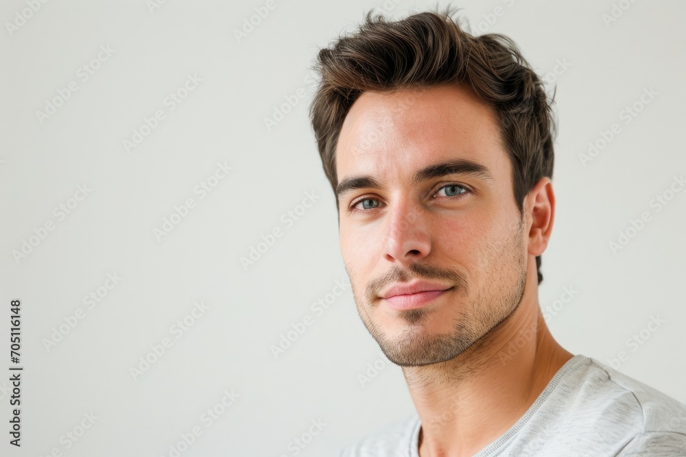 Casual portrait of a man with a relaxed look, white background Casual portrait of a man with a relaxed look, white background