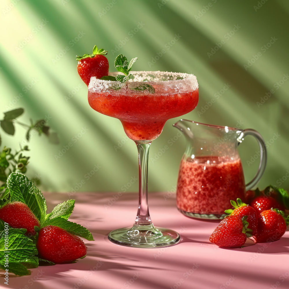 Erdbeer-Margarita mit farbenfrohem Flair