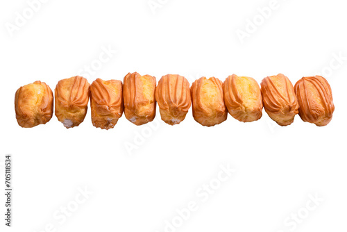 Sweet eclairs isolated on a white background.