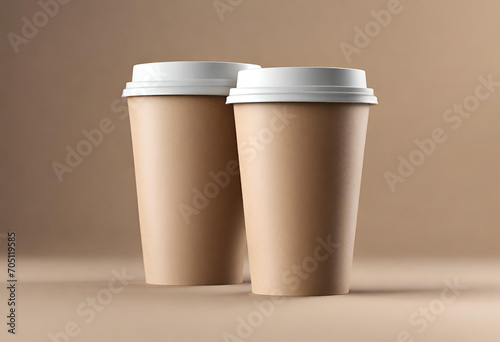 cup of coffee on wooden table, Paper coffee cup mockup with blank space and isolated background, v2