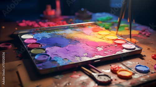 Colorful Palette: A Painter's Array of Hues and Pigments Ready to Bring Canvases to Life photo