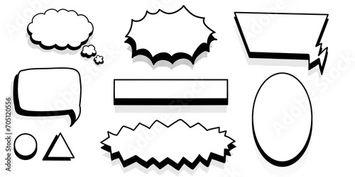 Set of transparent bubble speech elements for graphic design