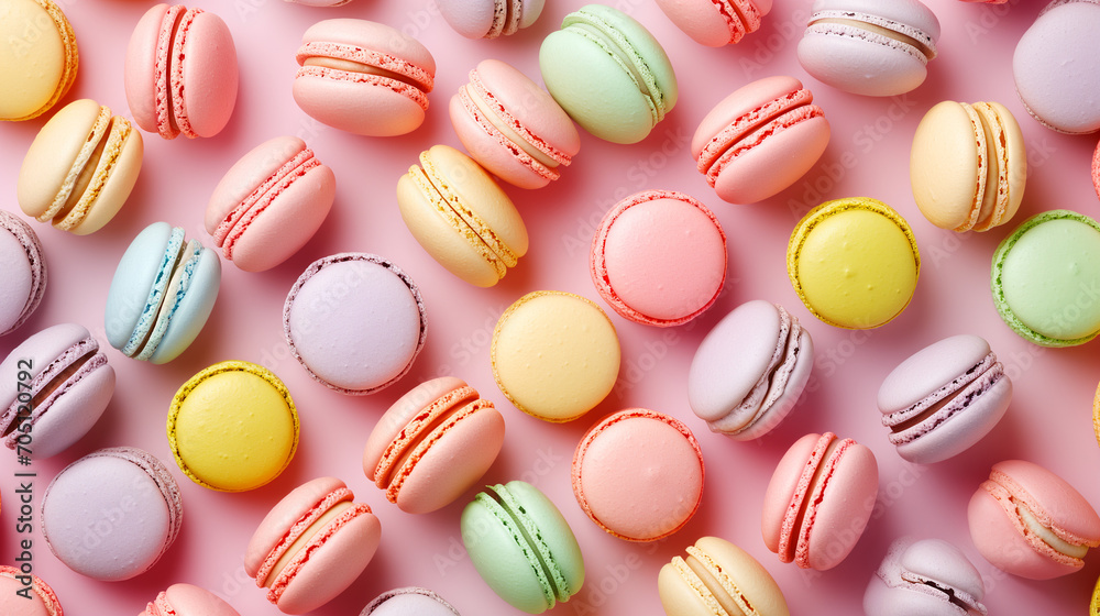 Background of the famous colorful Macaron cookies