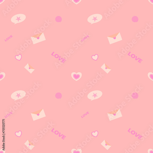 Love and valentine's seamless pattern. Valentine's Day seamless pattern in doodle style. Collection of valentines day backgrounds. Rainbow love made of cute little hearts