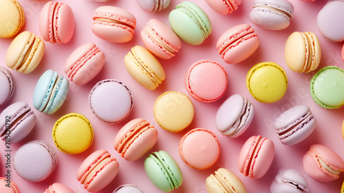 Background of the famous colorful Macaron cookies