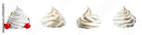 Set of Whipped cream isolated on a transparent background