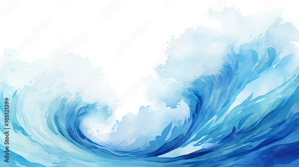 ocean water wave copy space for text. Isolated blue, teal, turquoise happy cartoon wave for pool party or ocean beach travel. Web banner, backdrop, background graphic	

