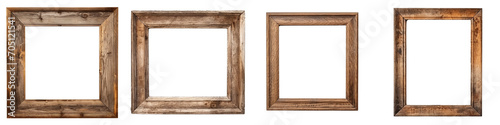Set of Old rustic wooden frames isolated on a transparent background