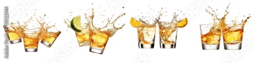 Panel kuchenny z motywem Set of Glasses shot of tequila making toast with splash isolated on a transparent background