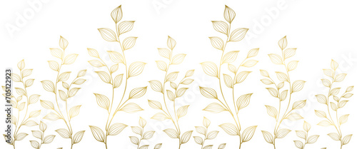 Wallpaper Mural Golden leaf line art background vector. botanical line art wallpaper. Luxury cover design, golden line floral art for wall decoration and prints. Torontodigital.ca