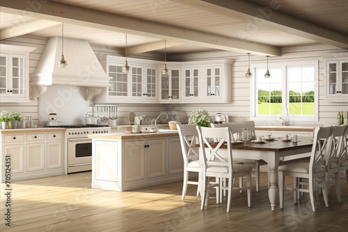 Cozy and Inviting Minimalist country home Kitchen with Light Neutral Colors and Natural Wood Accents