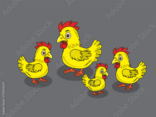 rooster and hen vector illustration