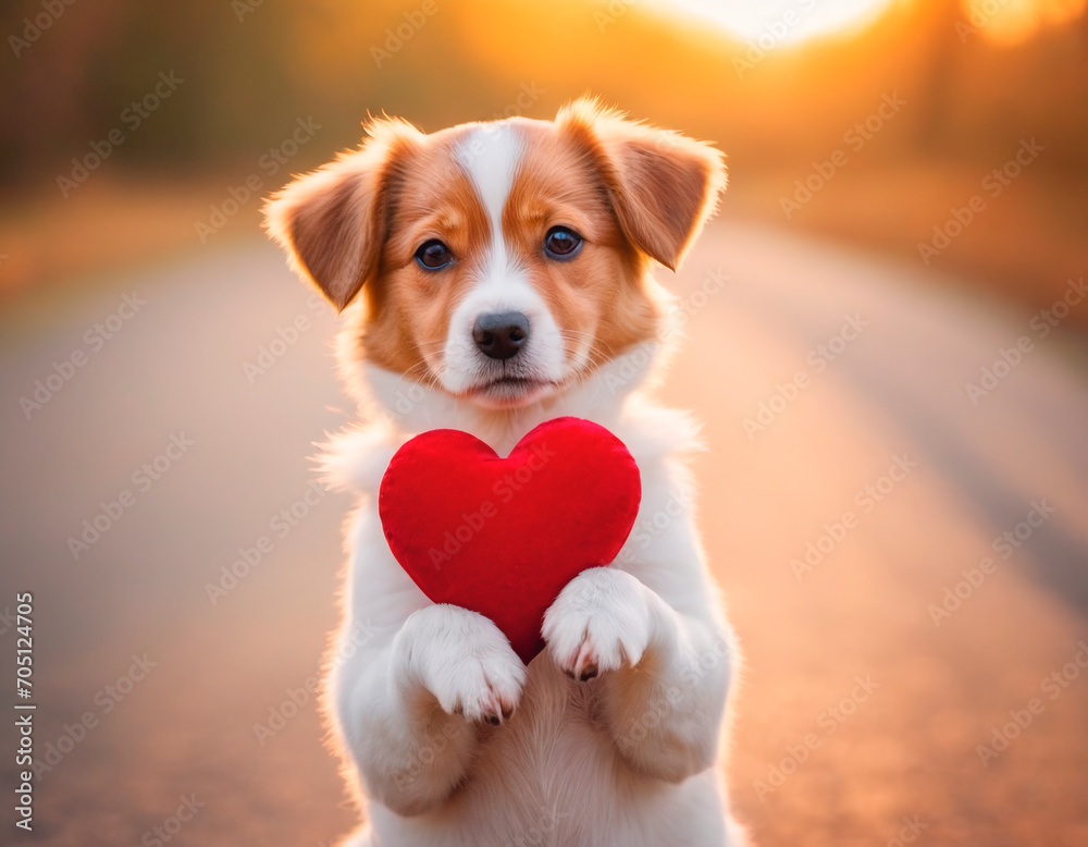 Adorable Puppy Holds Red Heart In Its Paws - Sweet Pet Love. A cute puppy holds a red heart in its tiny paws, showcasing an expression of love and affection. Adorable Puppy Holds Red Heart In Its Paws - Sweet Pet Love. A cute puppy holds a red heart in its tiny paws, showcasing an expression of love and affection.