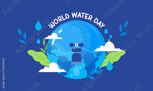 Happy World Water Day, flat design illustration. Save Water Concepts Vector
