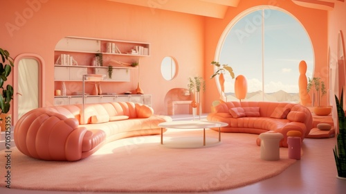 Peach fuzz colored interior