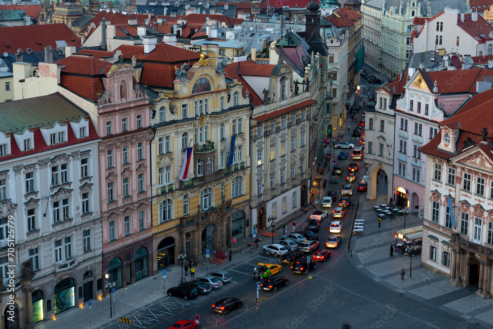 Aerial view of Prague Old Town in Prague, Czech Republic. Architecture and landmark of Prague.