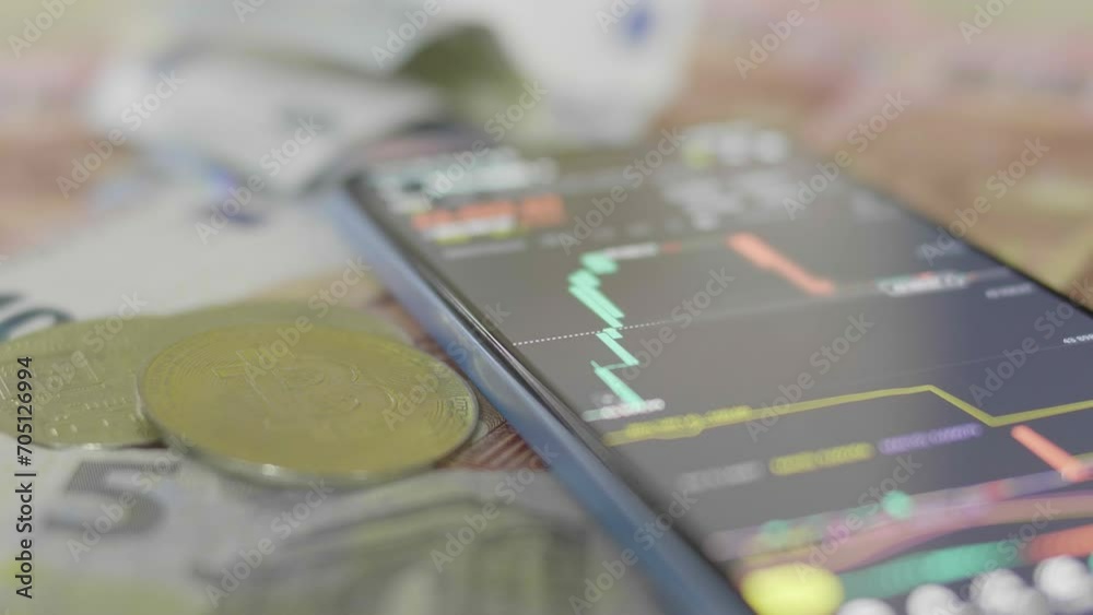Bitcoin, BTC, euro, argent liquide, crypto monnaie, ETF, argent, trading, actif numérique, finance, devise,  banque, affaires, échange, gain, perte, chart, graphique, pièce, richesse, billet, ordinate