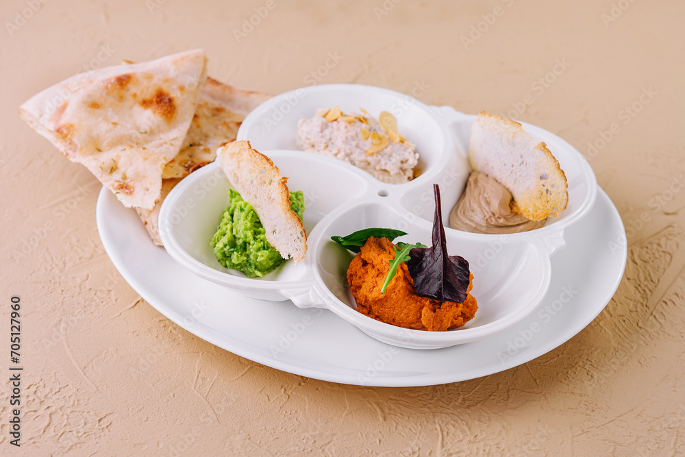 Arab Traditional Pita Bread With Tasty Guacamole