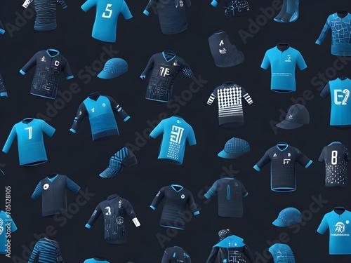 jersey t-shirt seamless pattern on a dark blue background