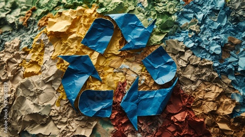 Recycling Symbol on Piece of Paper - Environmental Conservation and Waste Management Concept