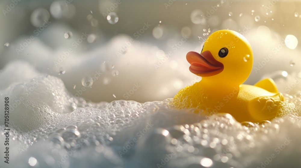 Yellow Rubber Duck Floating in Water Yellow Rubber Duck Floating in Water